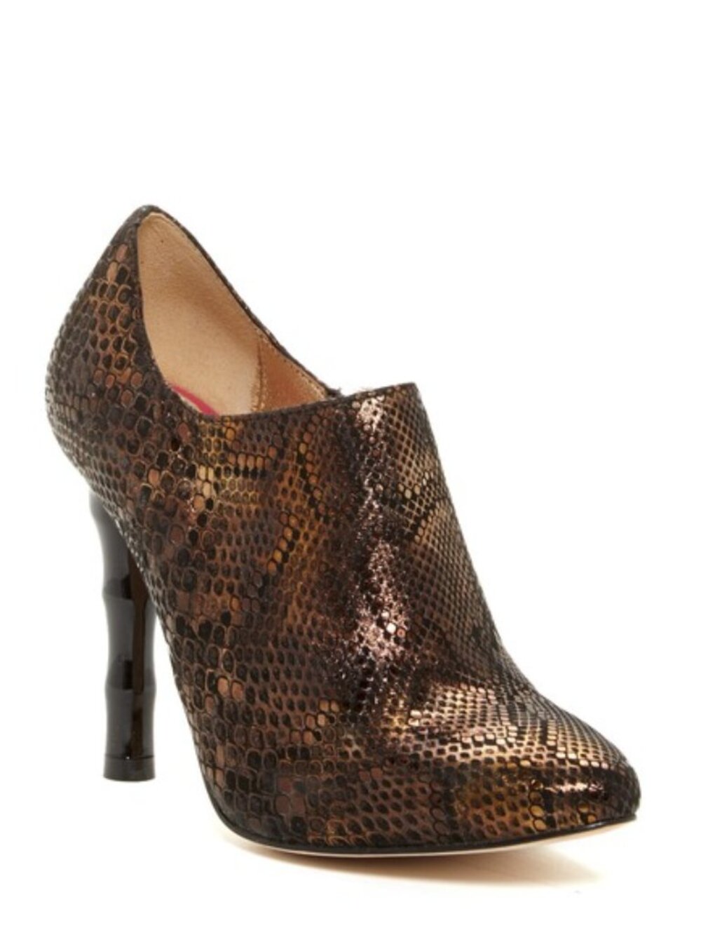 Elaine Turner Gia Metallic Snakeskin Leather Ankle Bootie 7.5